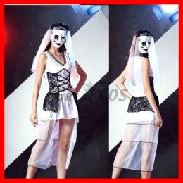 Women Halloween Costumes Vampire Ghost Bride Dress