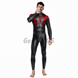 Men Halloween Costumes Black Spiderman Print