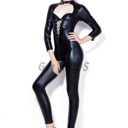 Sexy Halloween Costumes Patent Leather One-piece Suit