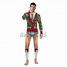 Men Halloween Costumes Spoof Pattern V Neck Suit