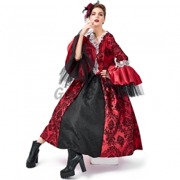 Women Halloween Renaissance Costumes Gothic Palace Lace Dress