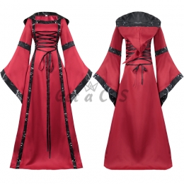 Women Halloween Costumes Medieval Square Collar Skirt