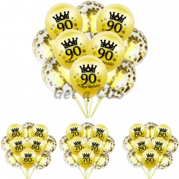 Birthday Balloons Gold Transparent Sequins