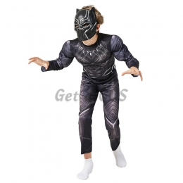 Superhero Black Panther Muscle with Mask Kids Costume