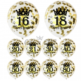 Birthday Balloons Transparent Gold Sequins
