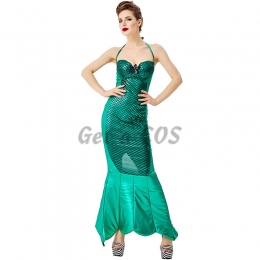 Sexy Women Halloween Costumes Two-color Mermaid Bronzing Printing Tight Skirt