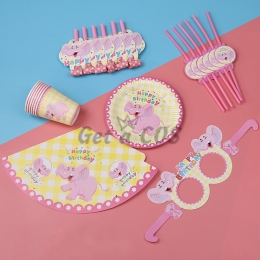 Birthdays Decoration Pink Elephant Tableware Kit