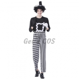 Men Halloween Costumes Clown Magician Circus Uniform